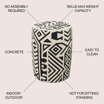 Drornzok 17.75" Geometric Drum Garden Stool - JONATHAN Y